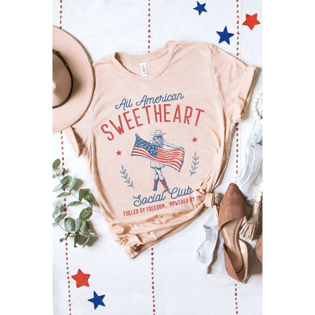ALL AMERICAN SWEETHEART MINERAL GRAPHIC TEE: Mineral Lt Blue / S-M-L-XL(1-2-2-1)