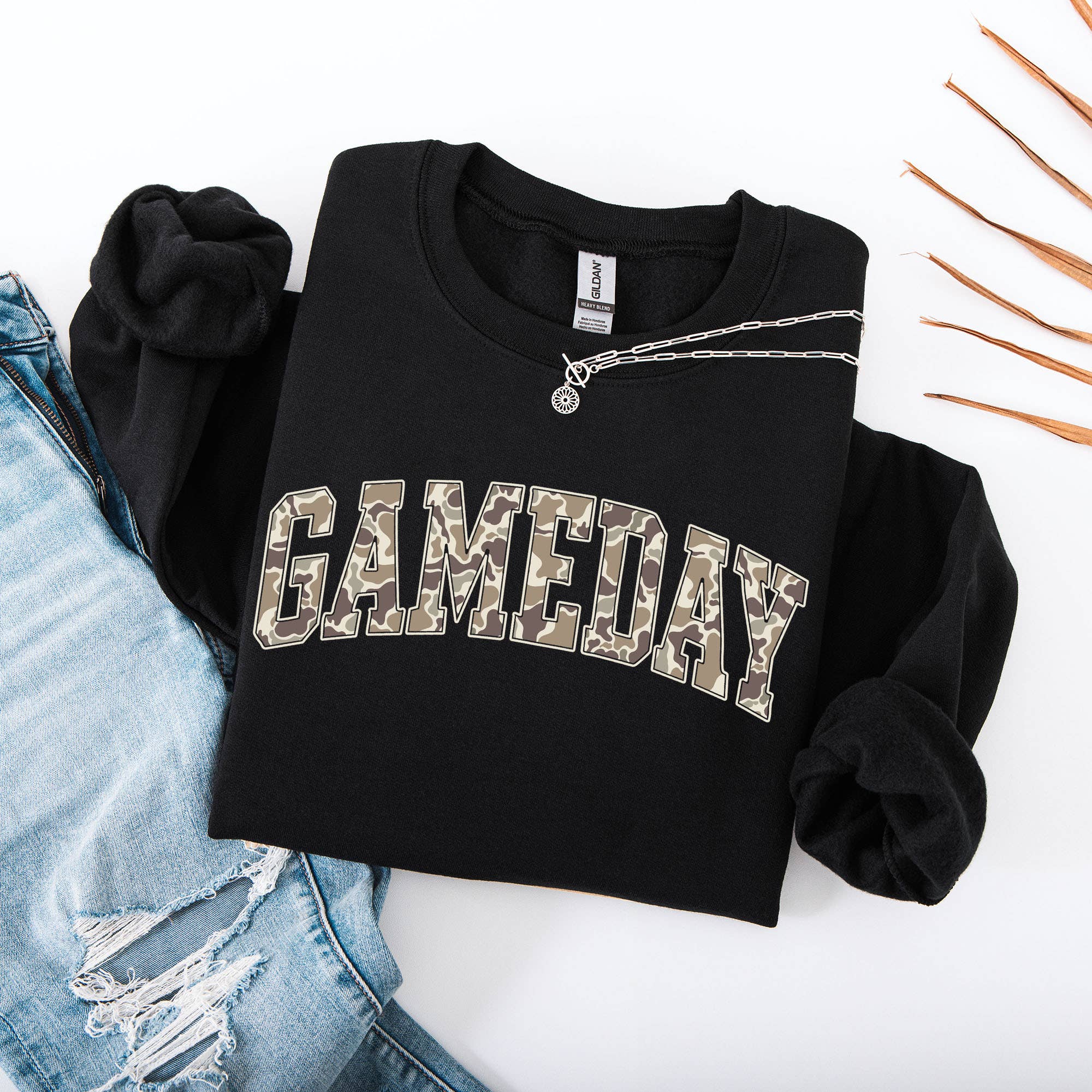 Camo GameDay Sweatshirt, Camo , Game Day Crewneck, DTF: X-Large