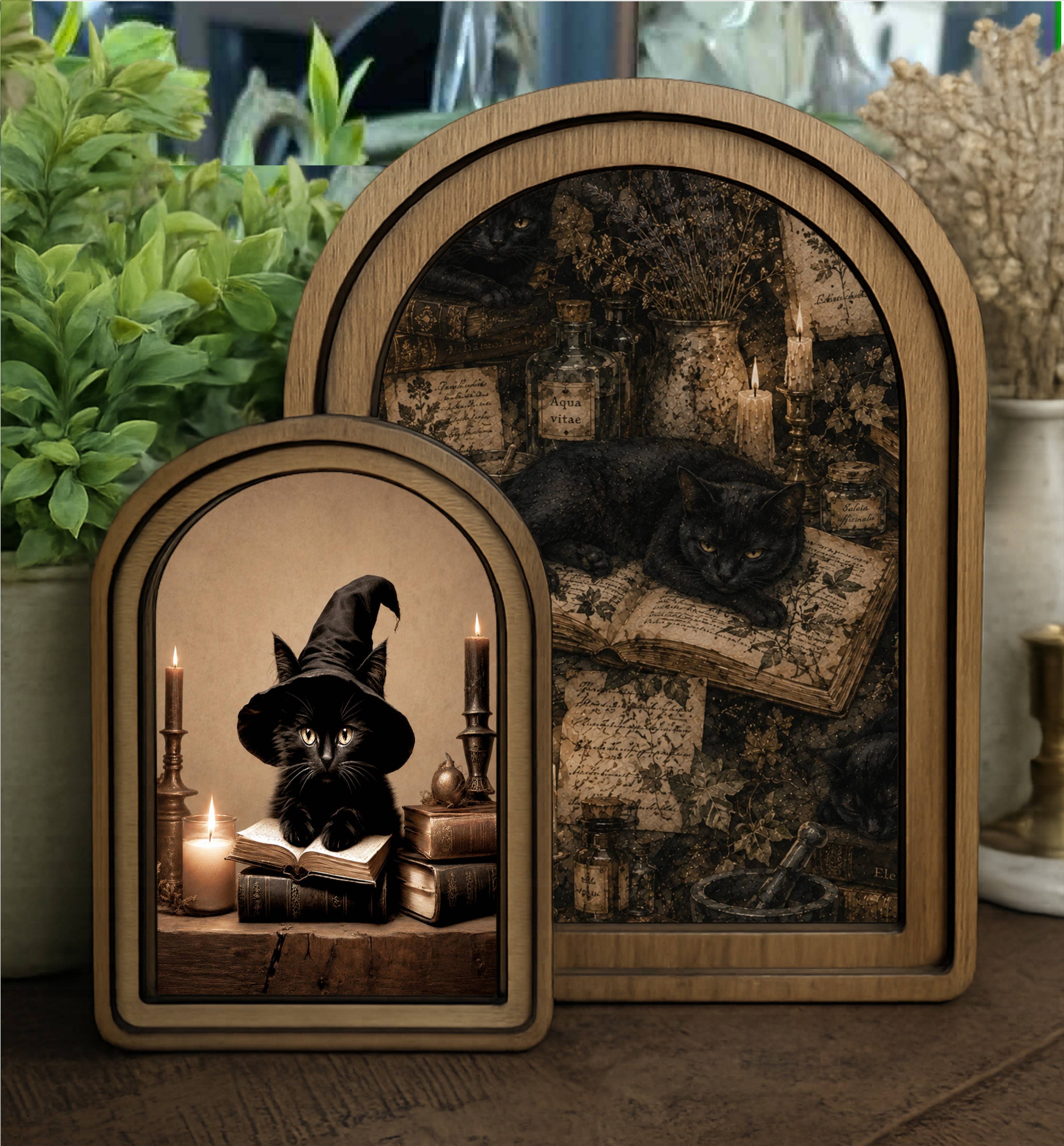 Layered Set Halloween Cat Canvas Art