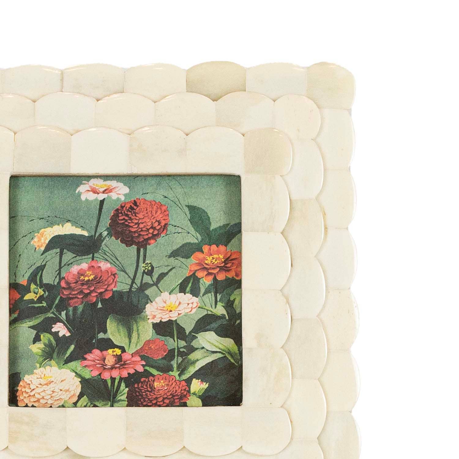 Emery 4x4 Photo Scallop Picture Frame White Bone
