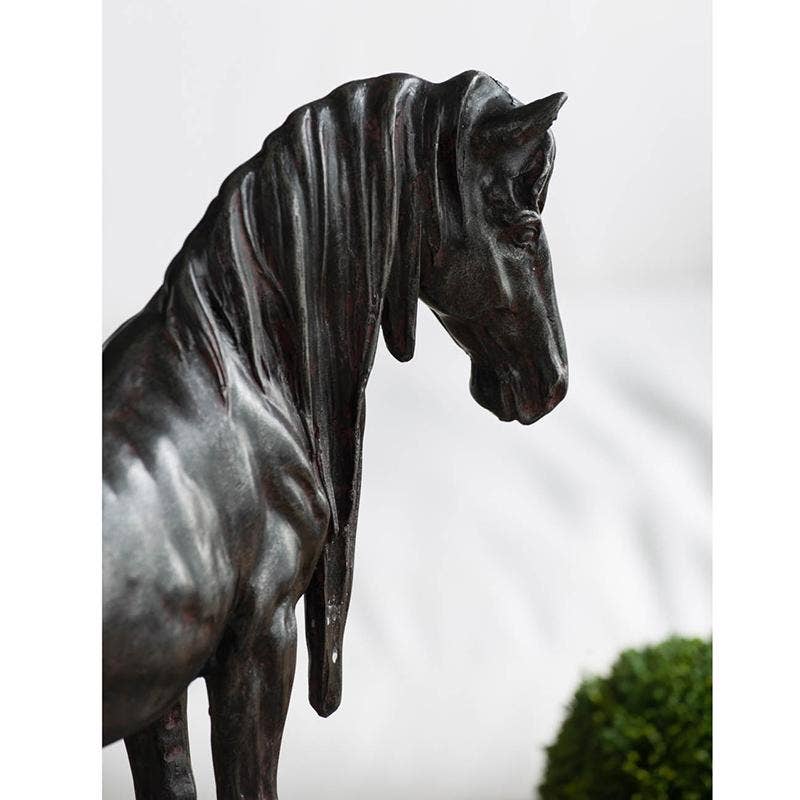 9.1x4x9.5" Polyresin Standing Horse Sculpture - Black