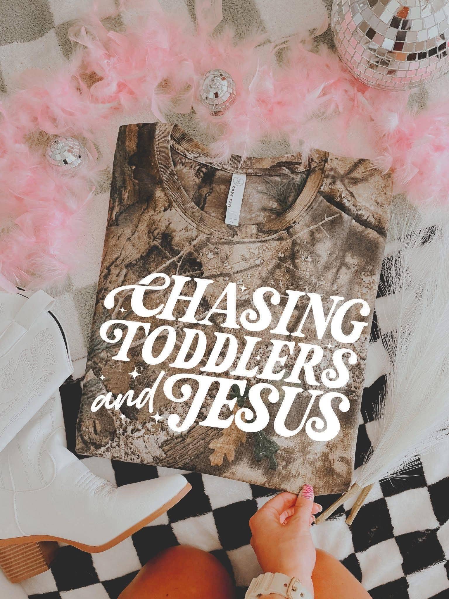 Chasing Toddlers & Jesus Tee: M