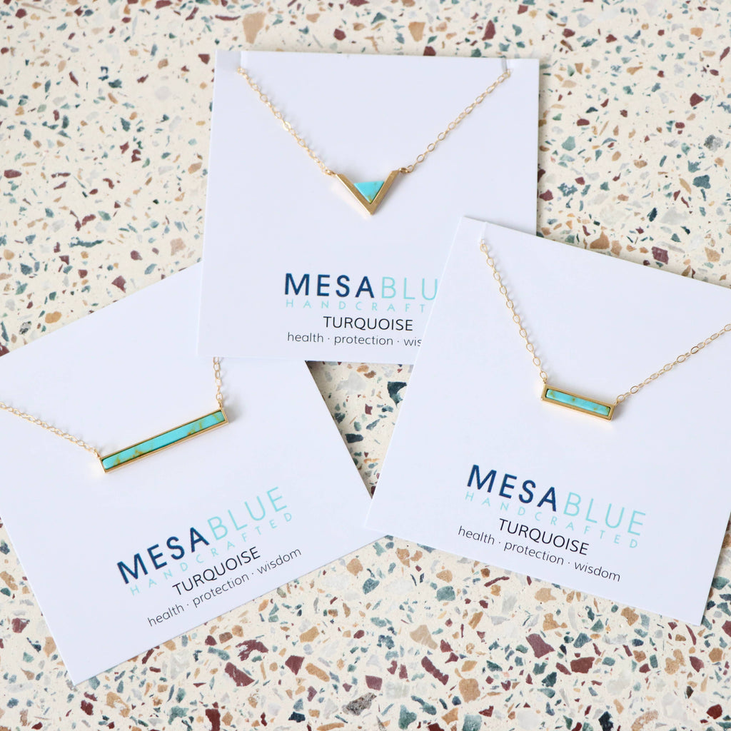 Turquoise Bar Necklace - Gold Filled, Sterling Silver: Turquoise Gold Filled / 16 inches
