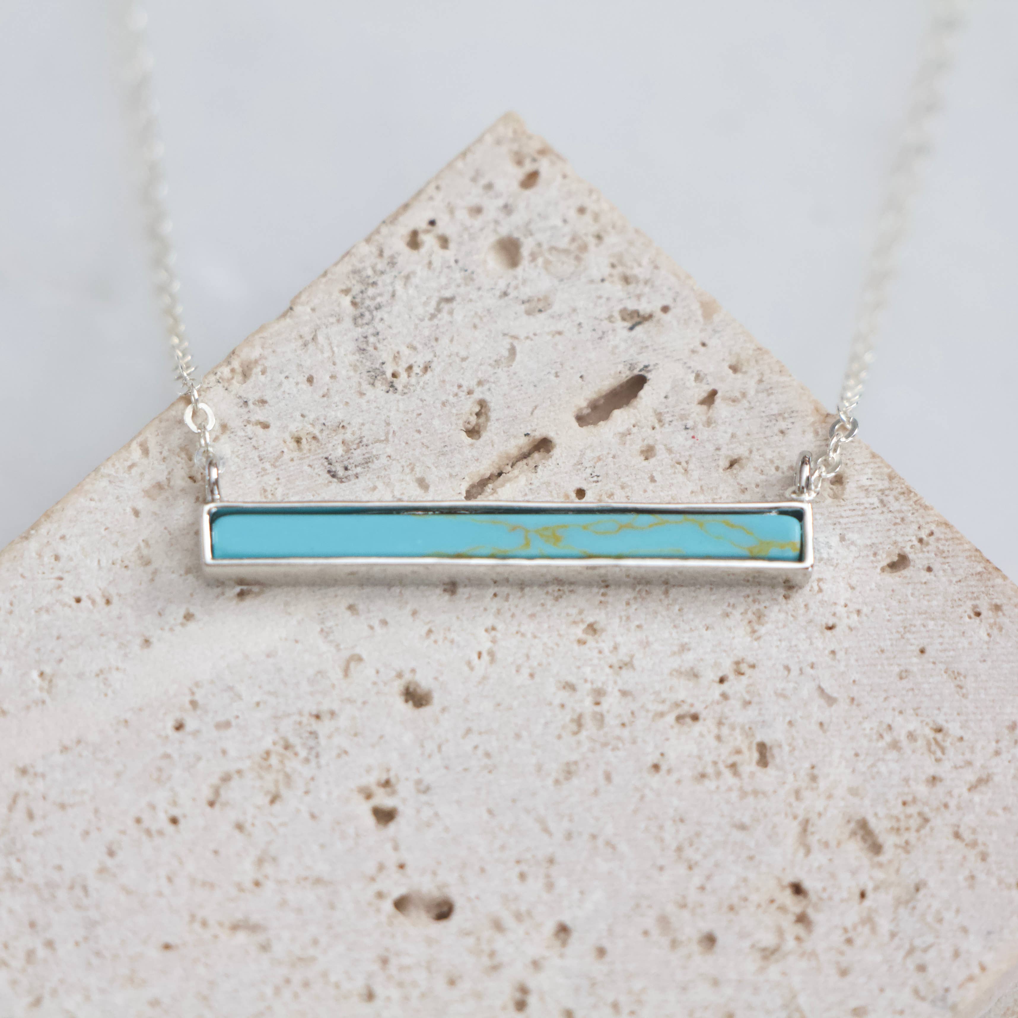 Turquoise Bar Necklace - Gold Filled, Sterling Silver: Turquoise Gold Filled / 16 inches