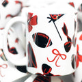 Red and Black Football Ceramic Mug, Coquette Game Day Mug