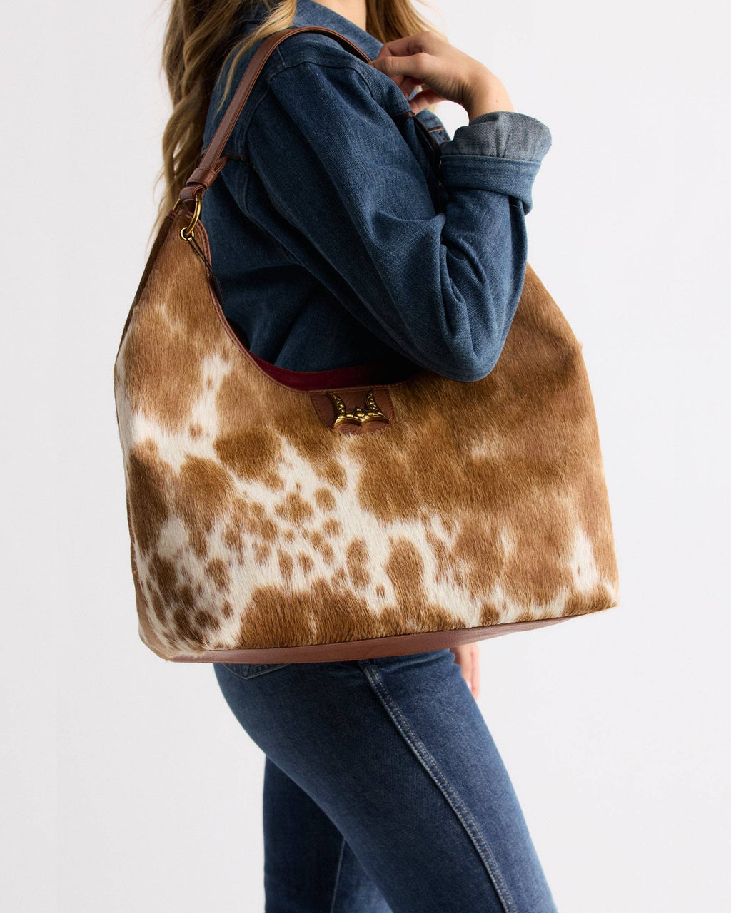 LW Large Purse - In Brown & White Cowhide & Calfskin: Nan / NaN / Brown & White Cowhide