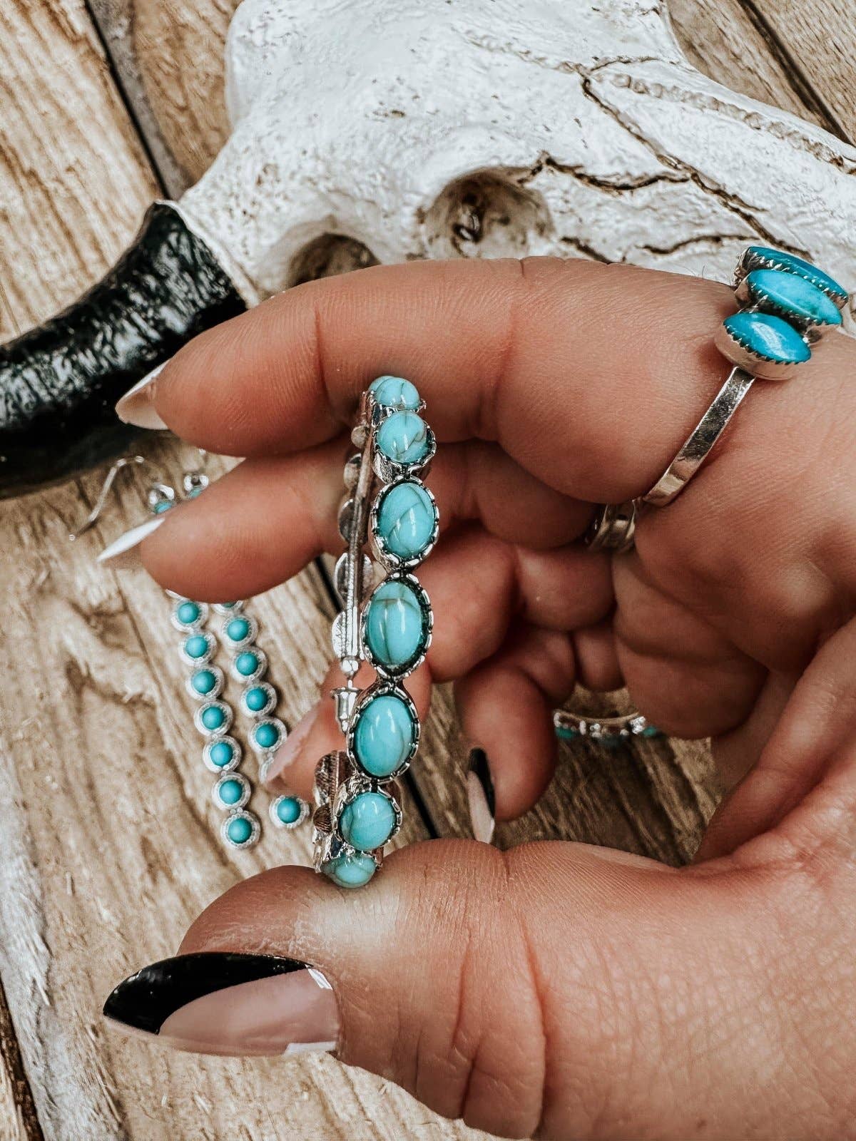 Western Turquoise Hoop Earrings