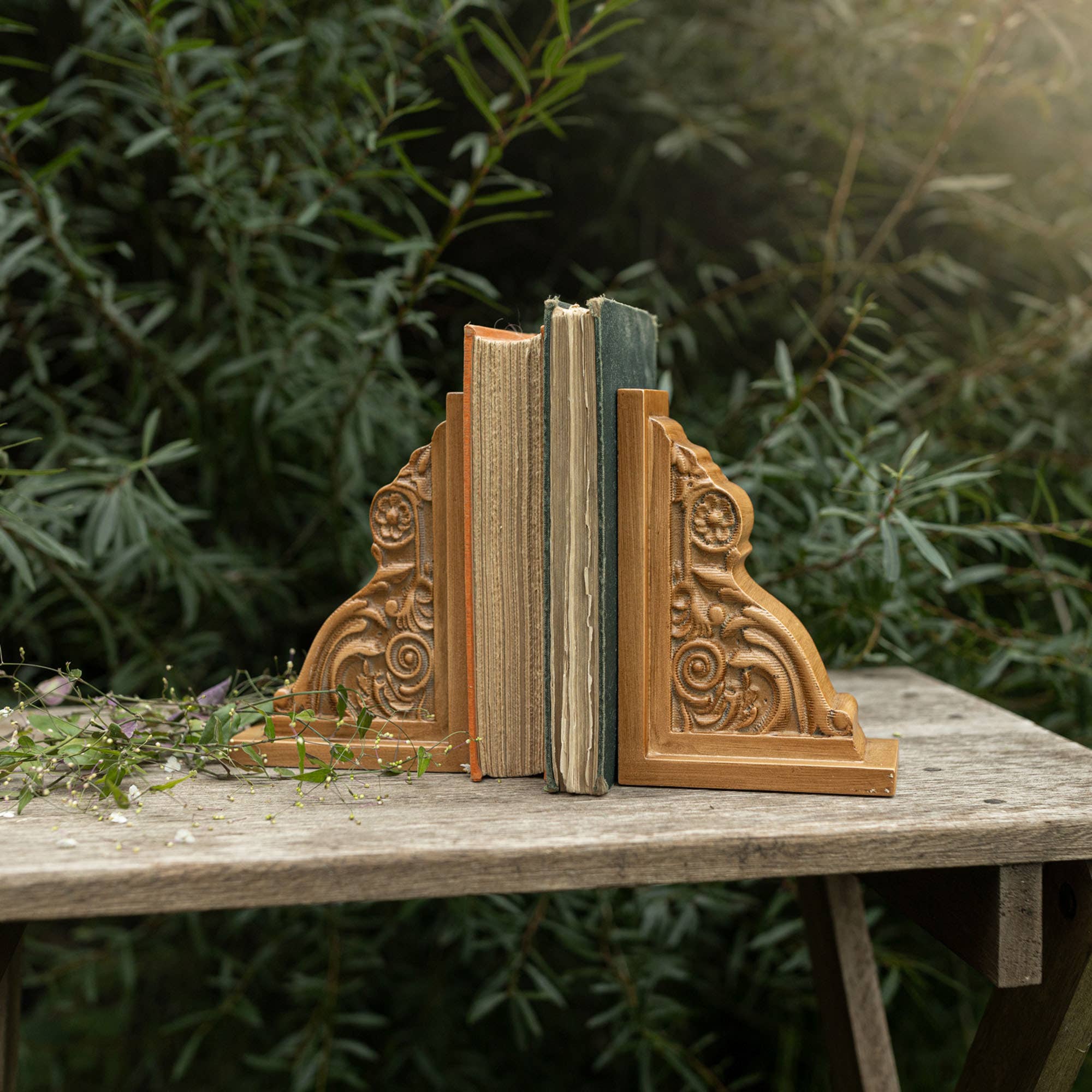 Florence Vintage Corbel Wood Bookends Set 2