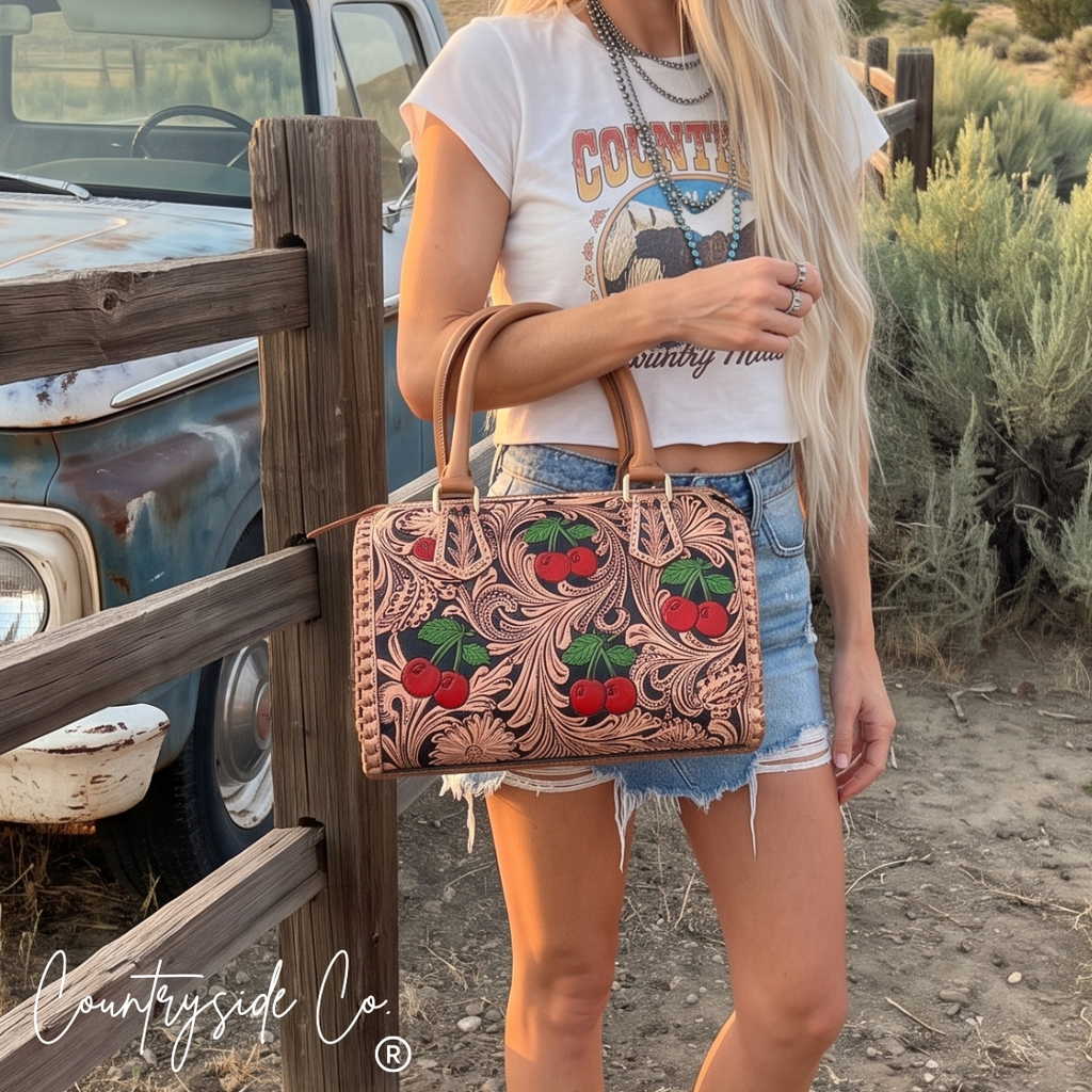 Wildwood Cherry Tooled Leather Speedy Bag Limited Edition
