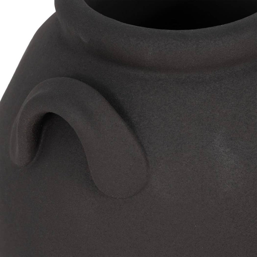 Black 6 in. Ceramic Amphora Rough Finish Jug with Handles