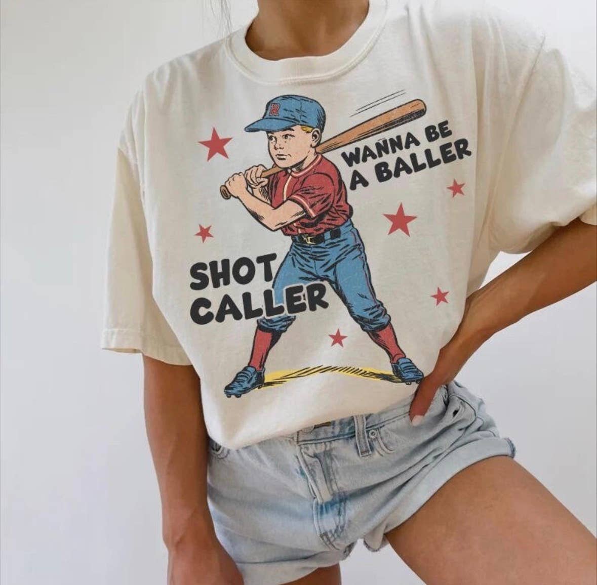 Wanna Be A Baller Shot Caller Tee: S