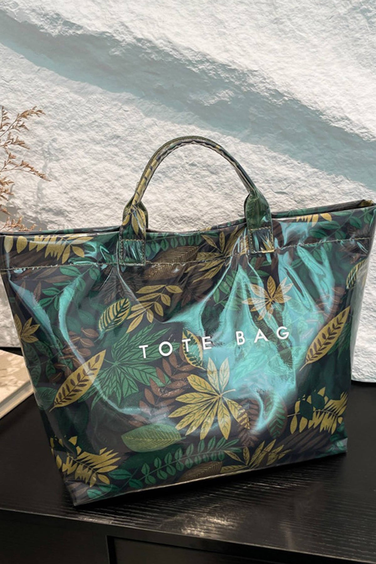 Cow Spots/ Leopard/ Zebra/ Tropical Print Travel Tote Bag: Fiery Red / One Size