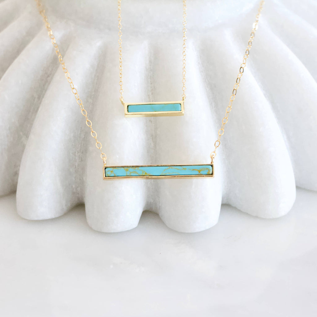 Turquoise Bar Necklace - Gold Filled, Sterling Silver: Turquoise Gold Filled / 16 inches