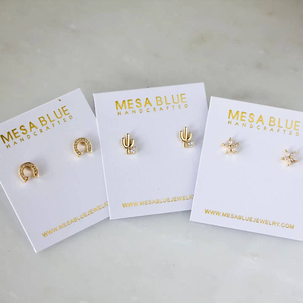 CZ Flower Stud Earrings