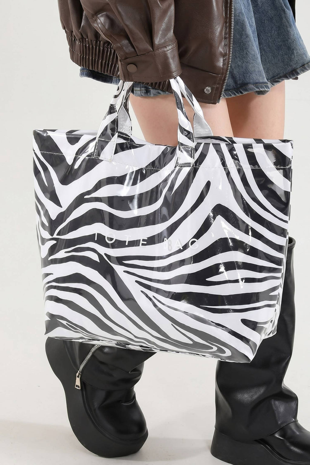 Cow Spots/ Leopard/ Zebra/ Tropical Print Travel Tote Bag: Fiery Red / One Size