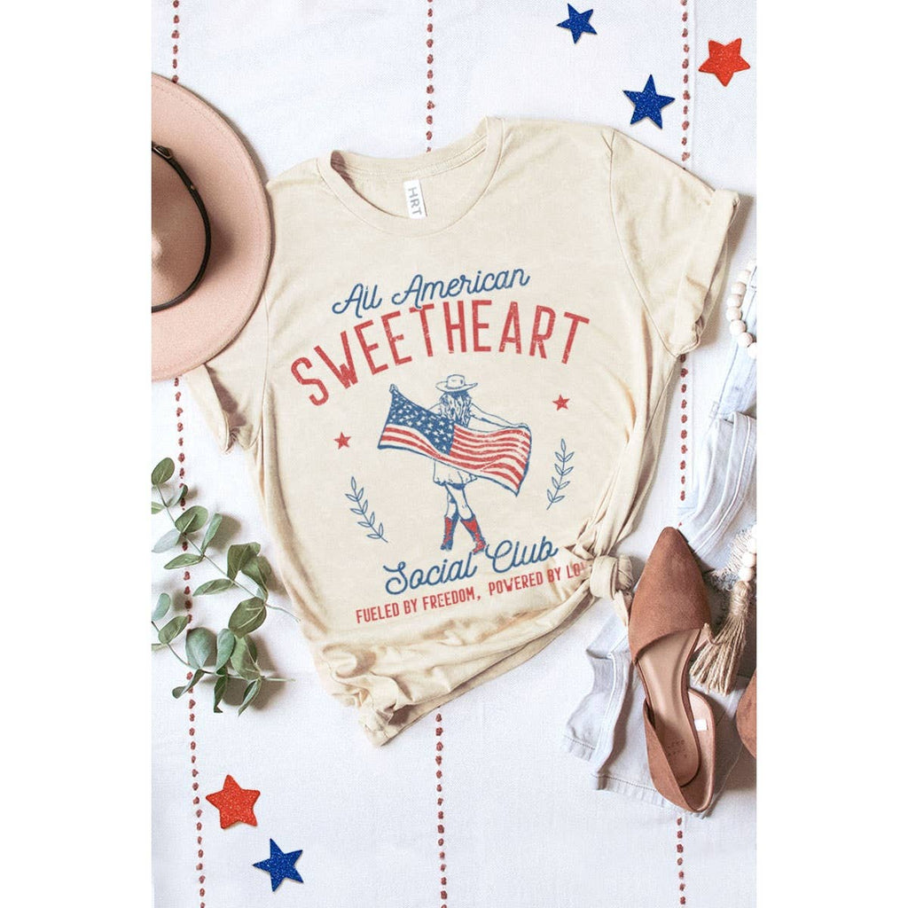 ALL AMERICAN SWEETHEART MINERAL GRAPHIC TEE: Mineral Lt Blue / S-M-L-XL(1-2-2-1)