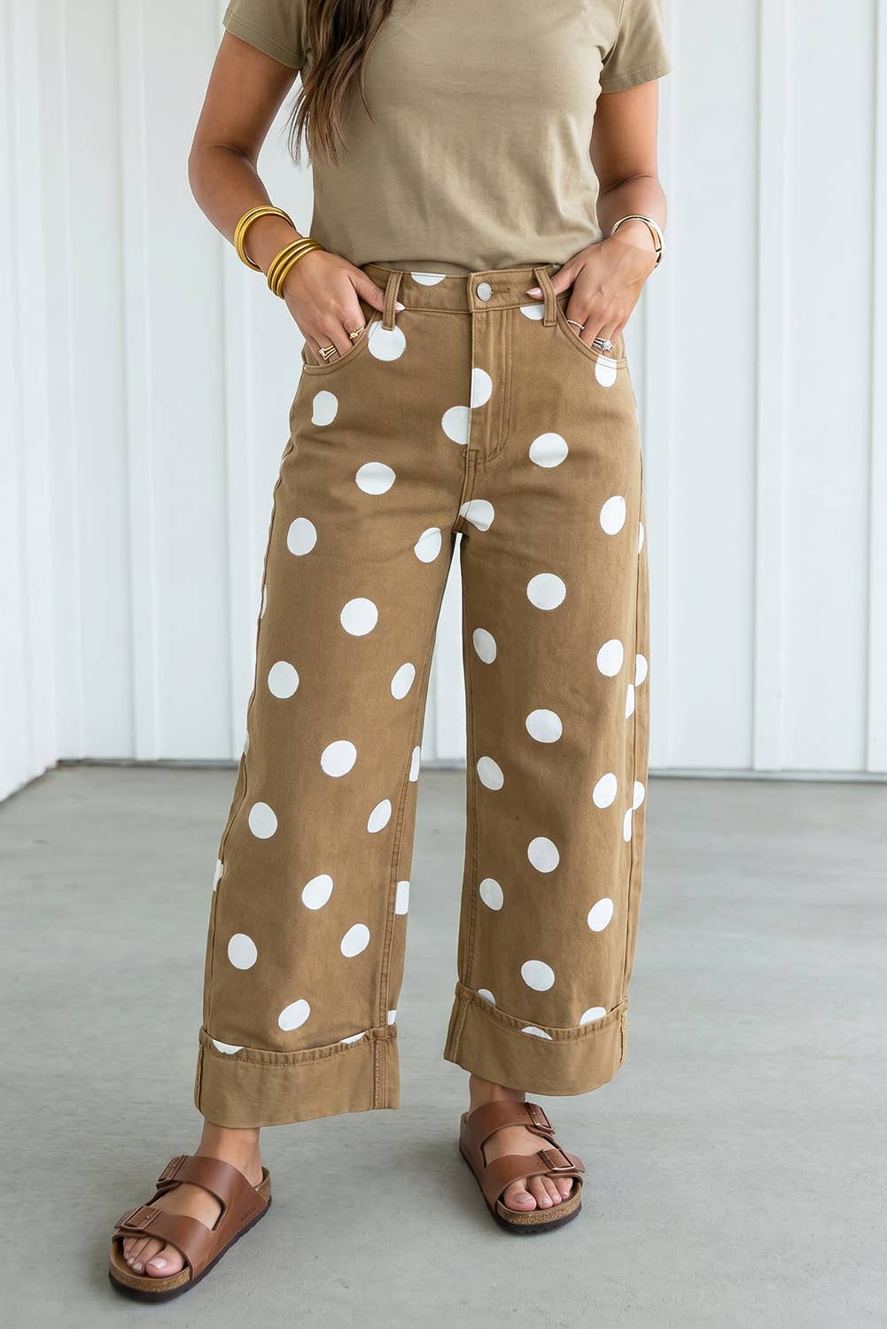 LAS Polka Dot Barrel High Waist Jeans (4-16): Blue / 6
