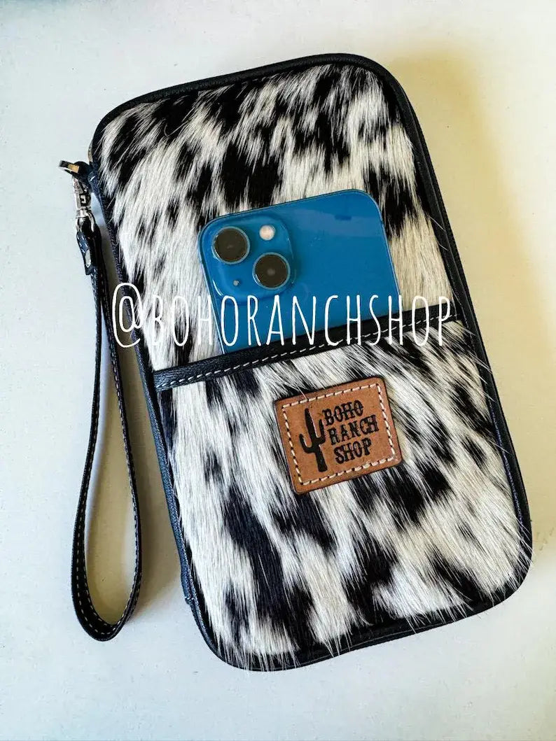 COWHIDE PASSPORT TRAVEL PASSPORT holder Genuine Cowhide: TAN + WHITE