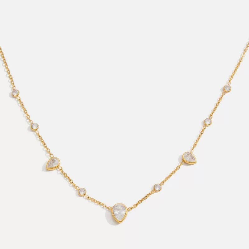 18K STAINLESS STEEL TARNISH FREE CZ NECKLACE | 40NK9693: GOLD