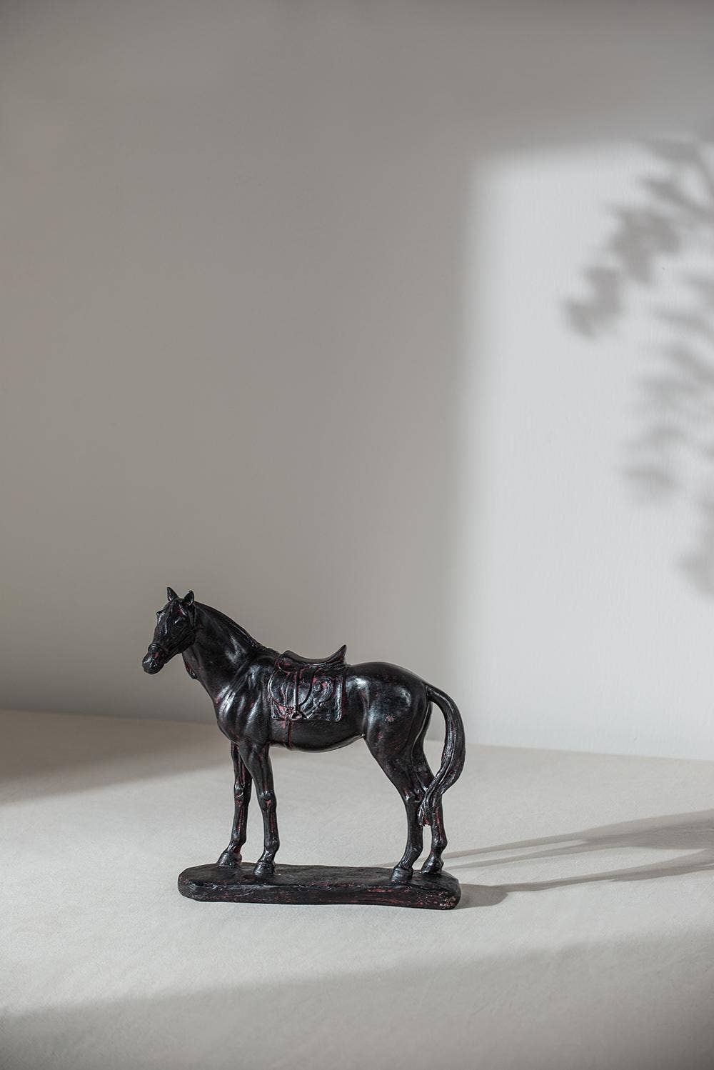 9.1x4x9.5" Polyresin Standing Horse Sculpture - Black