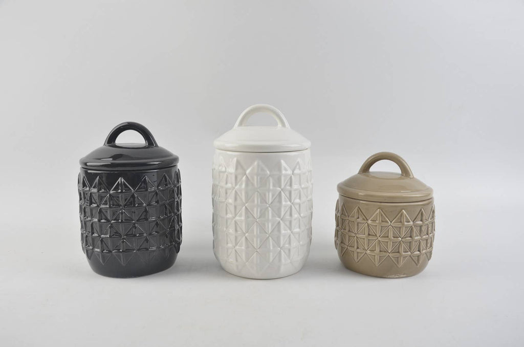 Multi-Gray Diamond Ceramic Canister Set – Farmhouse Kitchen