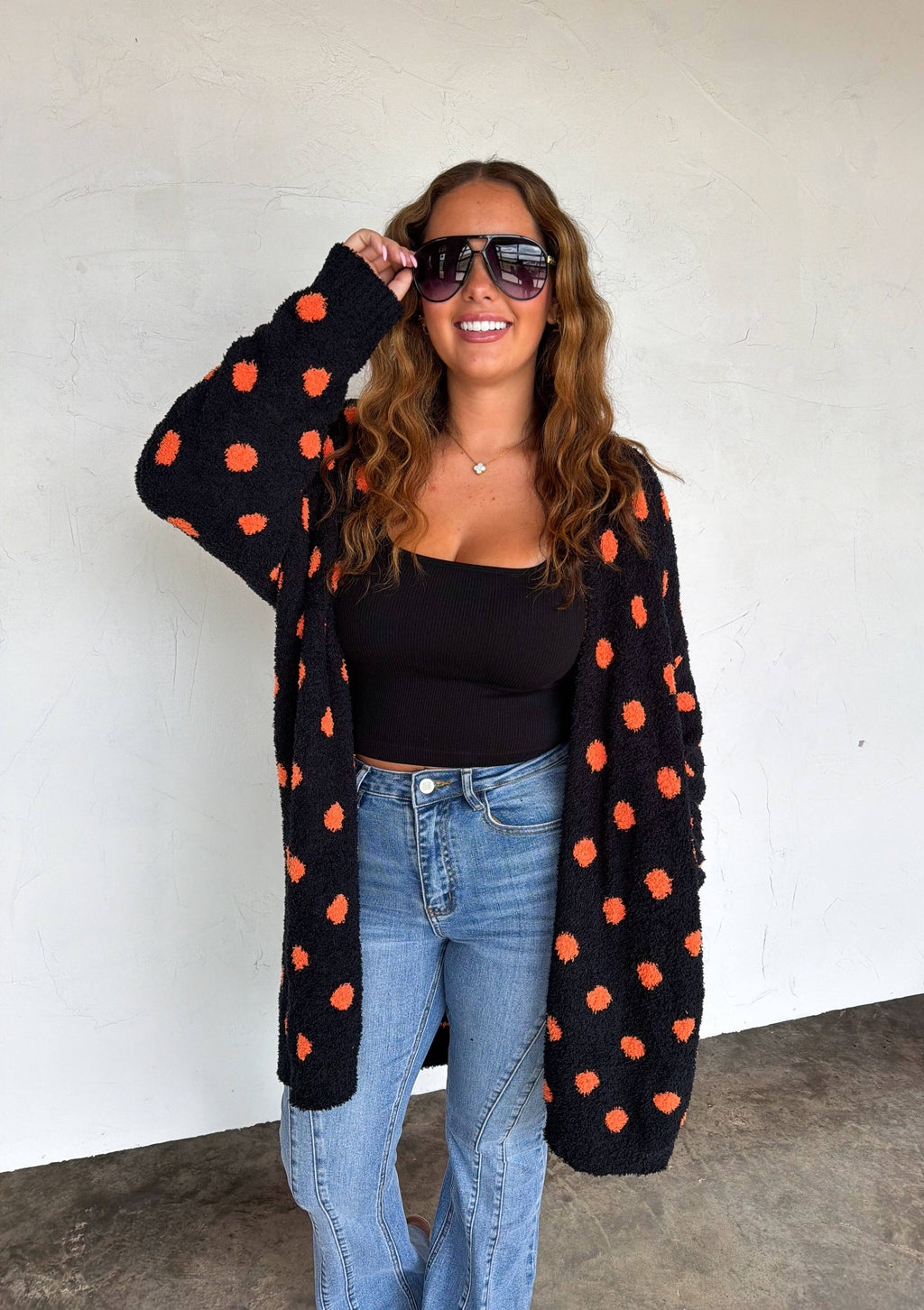 PREORDER- BOO CREW REVERSIBLE CLOUD CARDIGAN: POLKA DOT / ONE SIZE