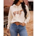 The Good Horse Floral Hoodie| Western Graphic Hoodie: Faded Black / L