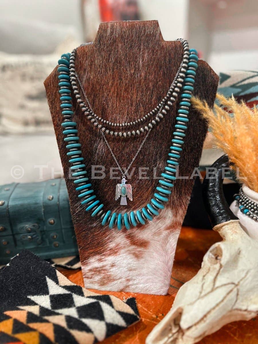 Western Pearl Layered Mini Necklace: Antique Silver