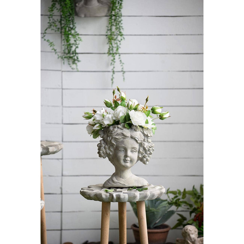 8x4x9" Gray Cement Bust Wall Planter