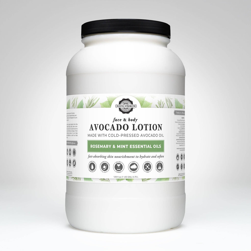 Avocado Lotion for Face & Body: Milk & Honey / 1 Gallon Glass Wide-Mouth Jar