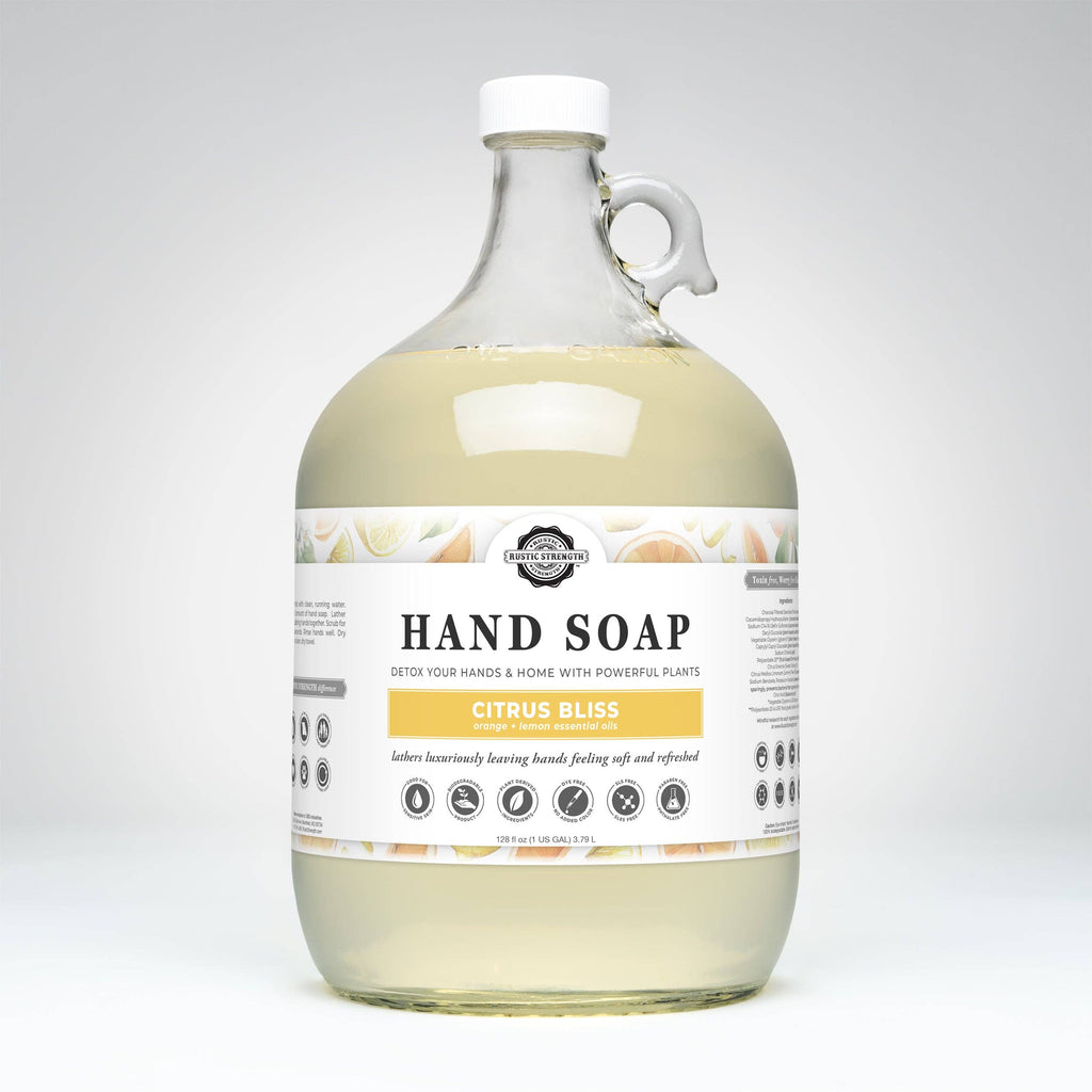 Liquid Hand Soap - Our Popular Scents: Citrus Bliss (lemon/orange) / 4 - 1 Gallon Plastic Jugs