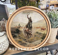 8" Round Southwest Cowboys Art