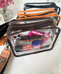 DARLA CLEAR WRISTLET | transparent western purse - game day : BROWN