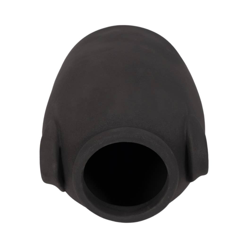Black 6 in. Ceramic Amphora Rough Finish Jug with Handles