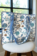 Sasha Blue and White Floral Tote Bag
