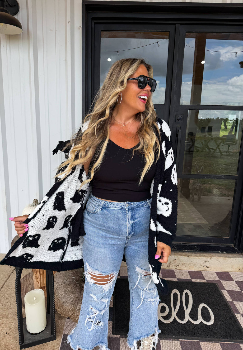PREORDER- BOO CREW REVERSIBLE CLOUD CARDIGAN: POLKA DOT / ONE SIZE