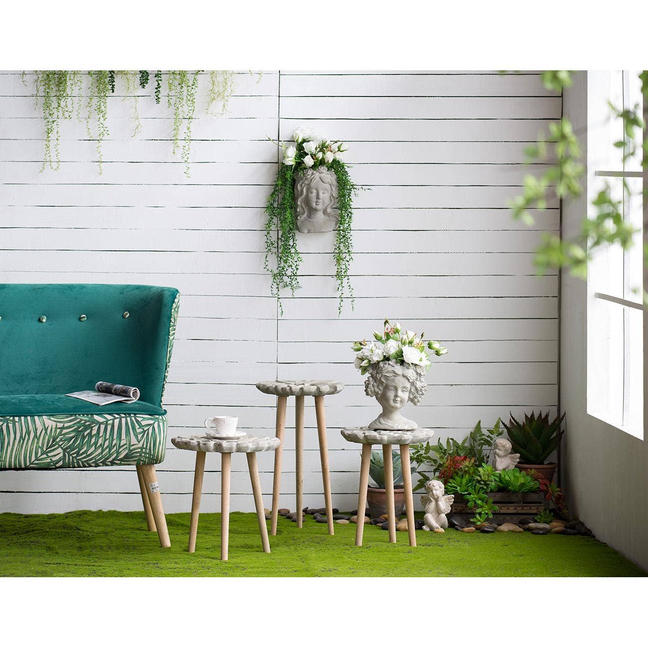 8x4x9" Gray Cement Bust Wall Planter