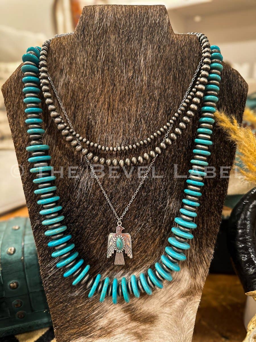 Western Pearl Layered Mini Necklace: Antique Silver