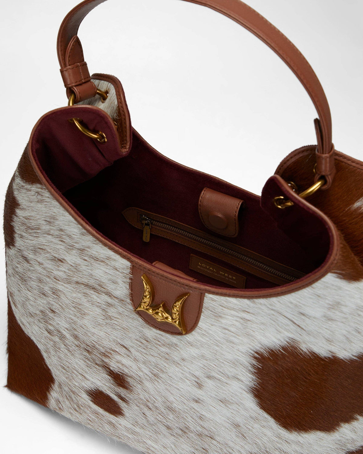 LW Large Purse - In Brown & White Cowhide & Calfskin: Nan / NaN / Brown & White Cowhide
